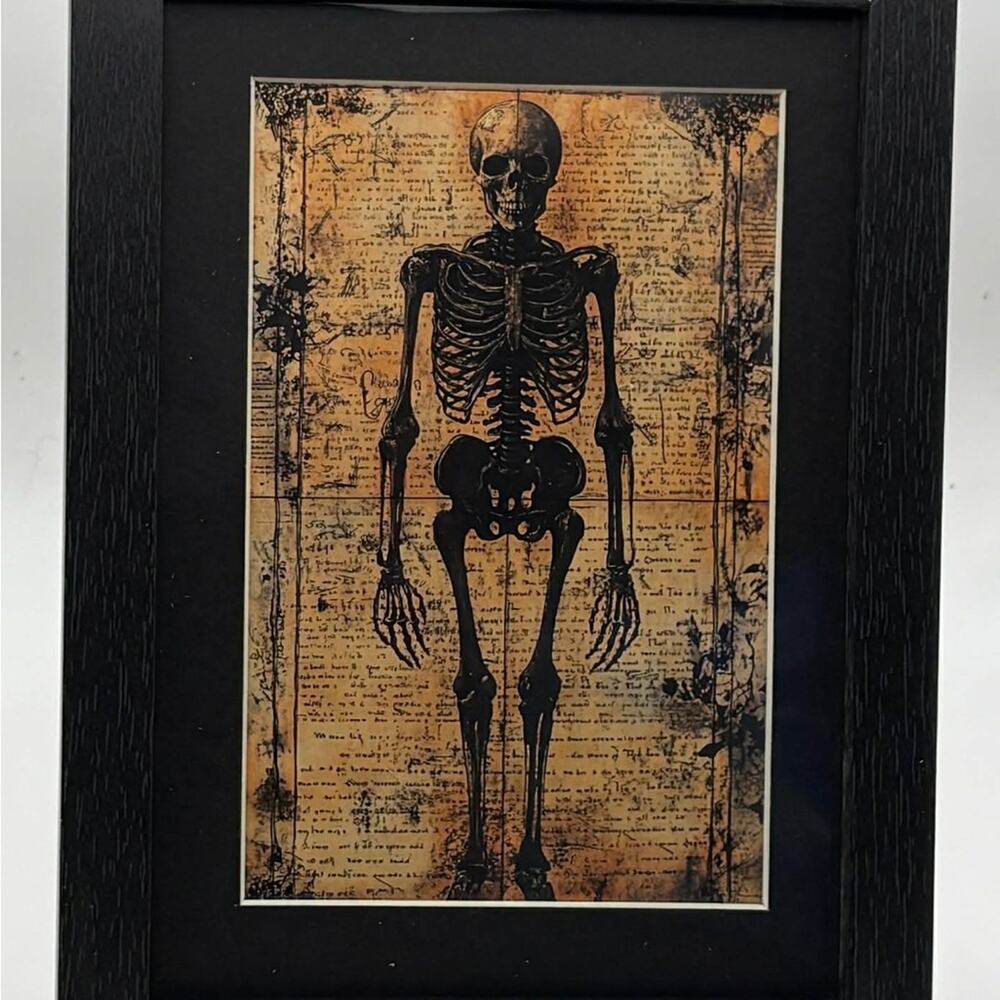 🖤📜 Gothic Anatomical Skeleton Art – Framed Dark Academia Wall Décor